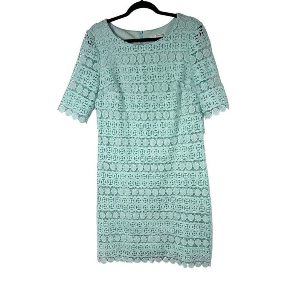 Studio One Turquoise Lace Crochet‎ Sheath Dress Sz 8